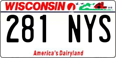 WI license plate 281NYS
