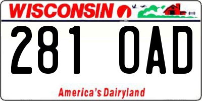 WI license plate 281OAD