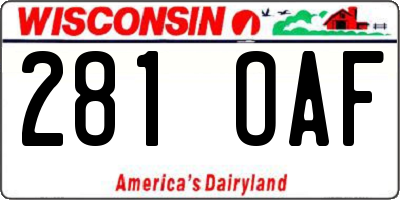 WI license plate 281OAF