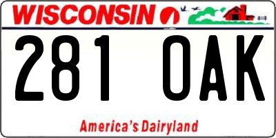 WI license plate 281OAK