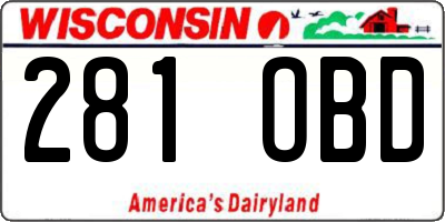WI license plate 281OBD