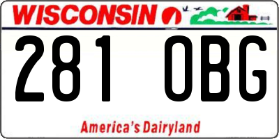 WI license plate 281OBG