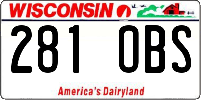 WI license plate 281OBS