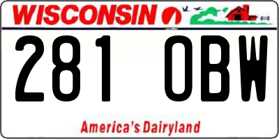 WI license plate 281OBW