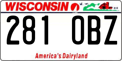WI license plate 281OBZ