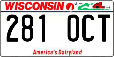 WI license plate 281OCT
