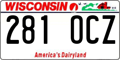 WI license plate 281OCZ