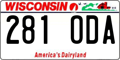 WI license plate 281ODA