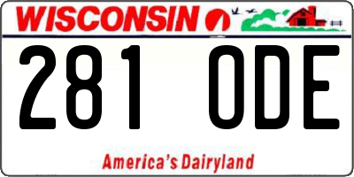 WI license plate 281ODE