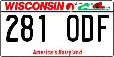 WI license plate 281ODF