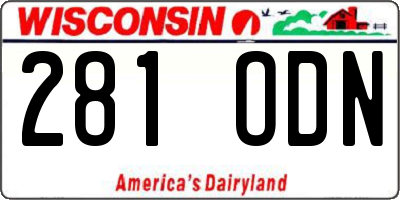 WI license plate 281ODN