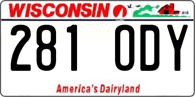WI license plate 281ODY