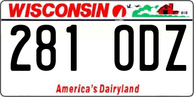 WI license plate 281ODZ