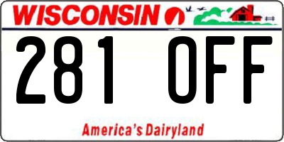 WI license plate 281OFF