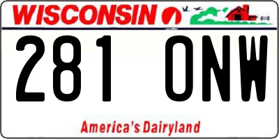 WI license plate 281ONW