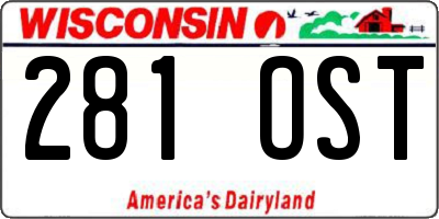 WI license plate 281OST