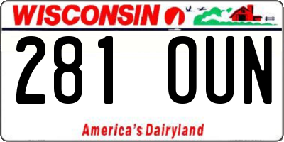 WI license plate 281OUN