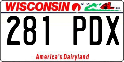 WI license plate 281PDX