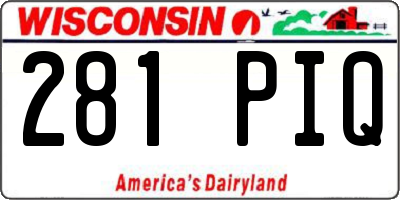 WI license plate 281PIQ