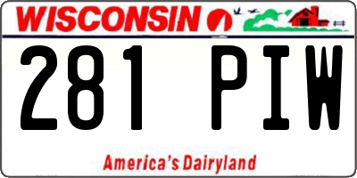 WI license plate 281PIW