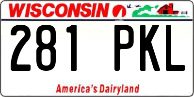 WI license plate 281PKL