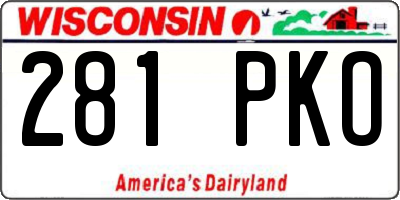 WI license plate 281PKO