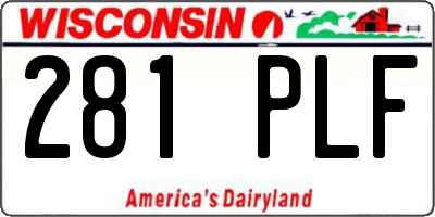 WI license plate 281PLF