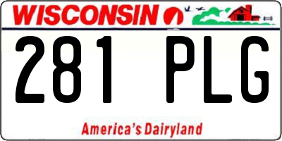 WI license plate 281PLG