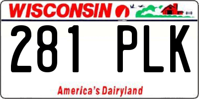 WI license plate 281PLK