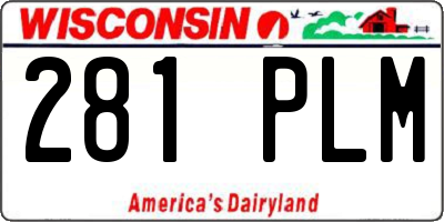 WI license plate 281PLM