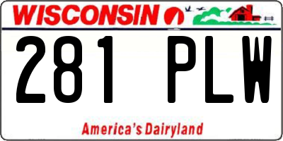 WI license plate 281PLW
