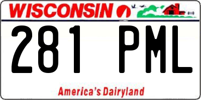 WI license plate 281PML