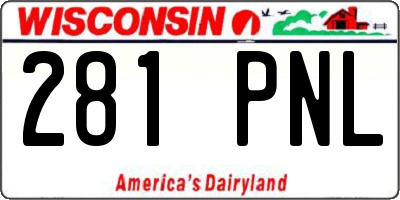 WI license plate 281PNL