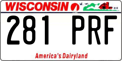 WI license plate 281PRF