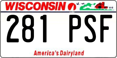 WI license plate 281PSF