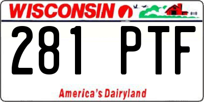 WI license plate 281PTF