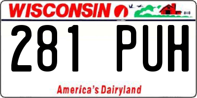 WI license plate 281PUH