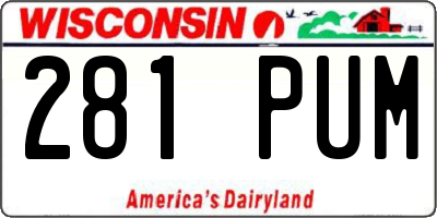 WI license plate 281PUM