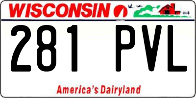 WI license plate 281PVL