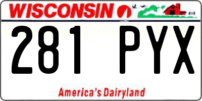 WI license plate 281PYX