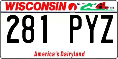 WI license plate 281PYZ