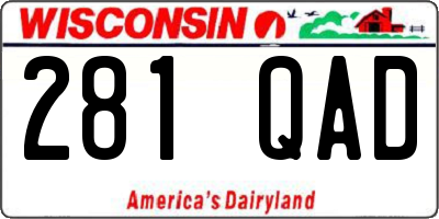 WI license plate 281QAD