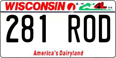 WI license plate 281ROD