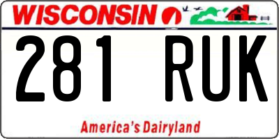 WI license plate 281RUK