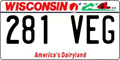 WI license plate 281VEG