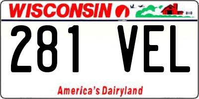 WI license plate 281VEL