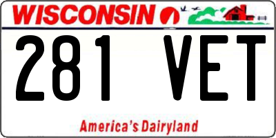 WI license plate 281VET