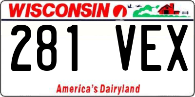 WI license plate 281VEX