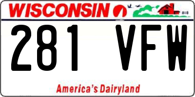 WI license plate 281VFW