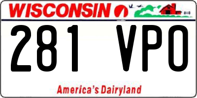 WI license plate 281VPO